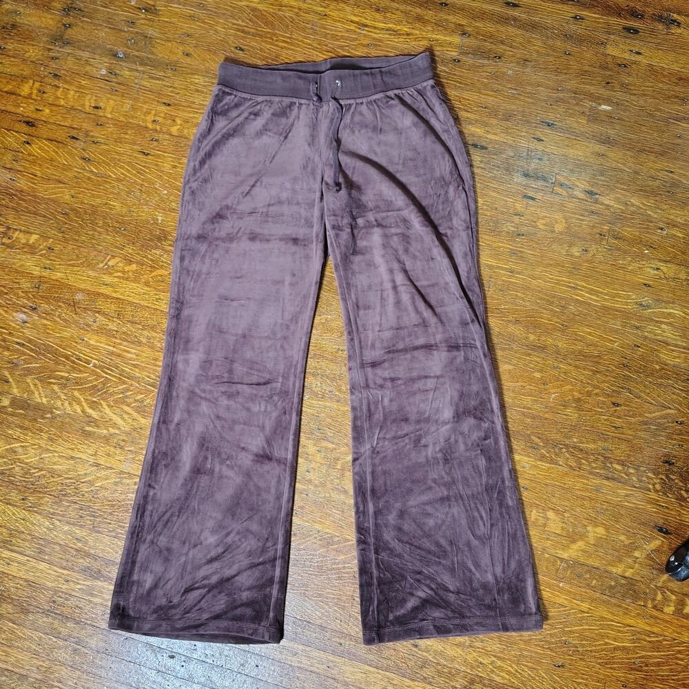 Y2K Brown Velour Wide Leg Pants Wmns Sz M/T755